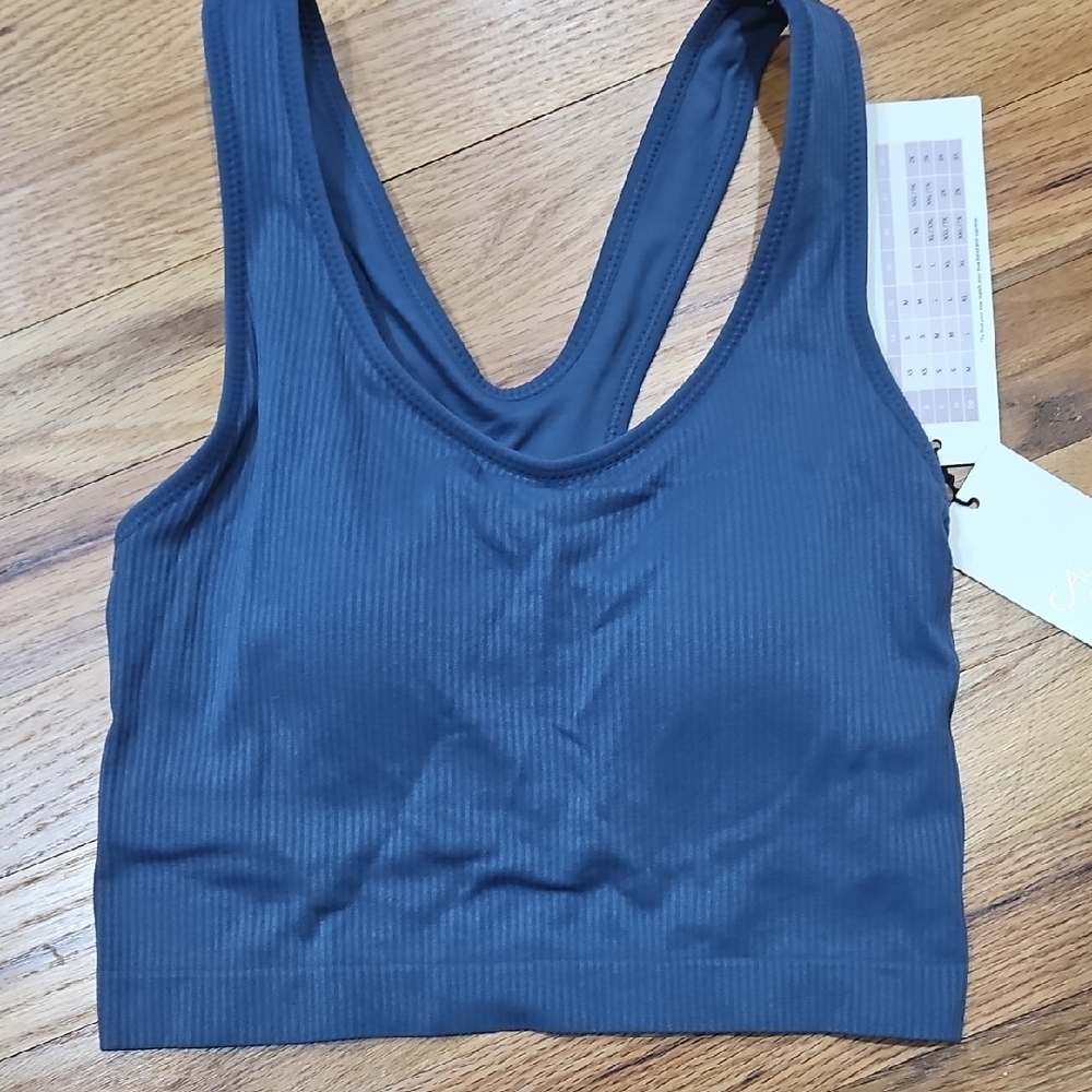 Blue Ribbed Tank Top